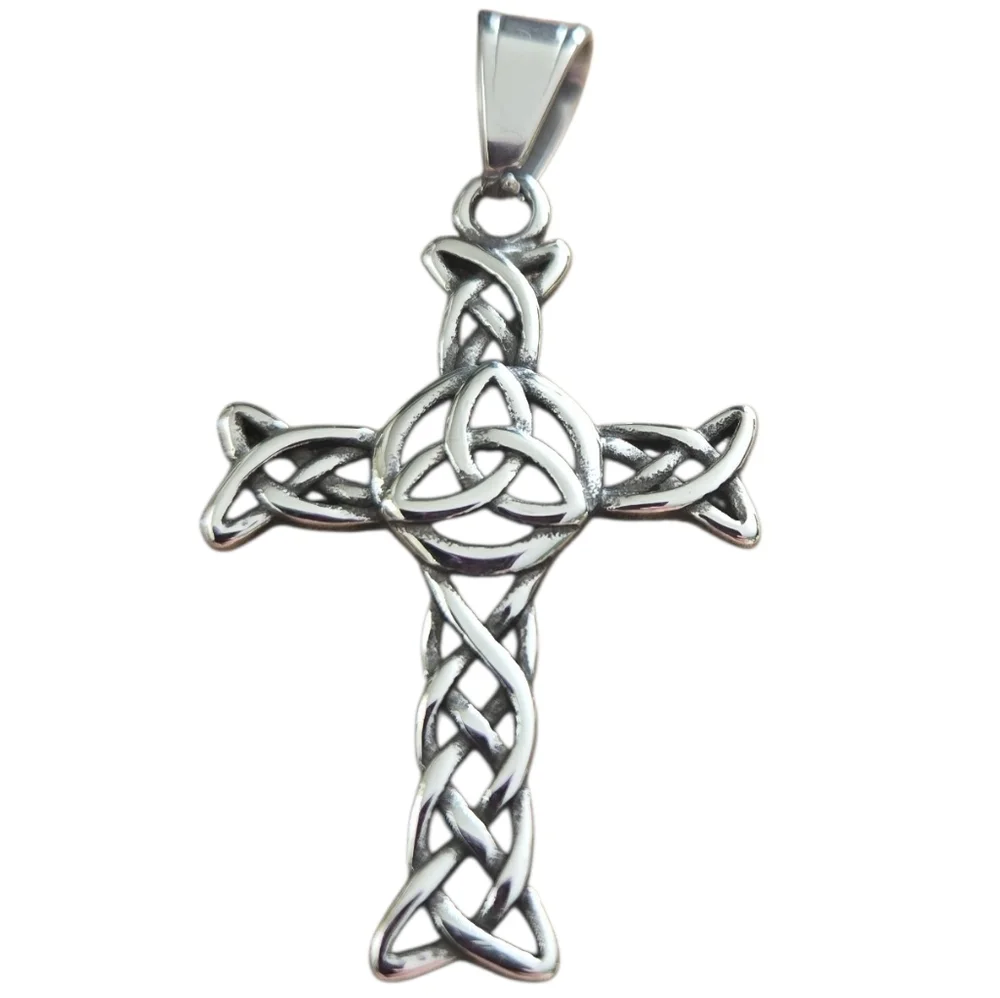 Stainless Steel Celtic Knot Cross Pendant Necklace - Picture 3 of 5